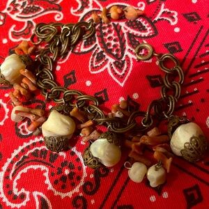 Retro Copper and Coral Bohemian Bracelet - 70’s / 80’s
